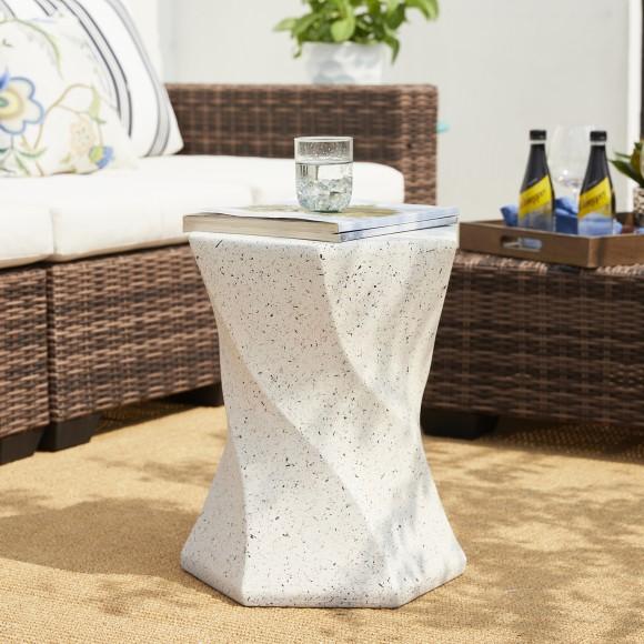 Glitzhome Glitzhome 17.75"H Multi-functional MGO Twist-Style Faux Terrazzo Garden Stool Or Planter Stand Or Accent Table