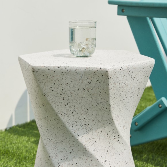 Glitzhome Glitzhome 17.75"H Multi-functional MGO Twist-Style Faux Terrazzo Garden Stool Or Planter Stand Or Accent Table