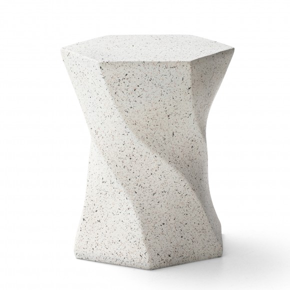 glitzhome Glitzhome 17.75"H Multi-functional MGO Twist-Style Faux Terrazzo Garden Stool or Planter Stand or Accent Table