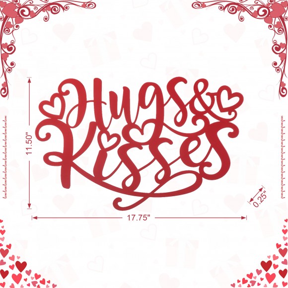 Glitzhome Glitzhome 17.75"L Valentine's Metal "Hugs& Kisses" Wall Decor