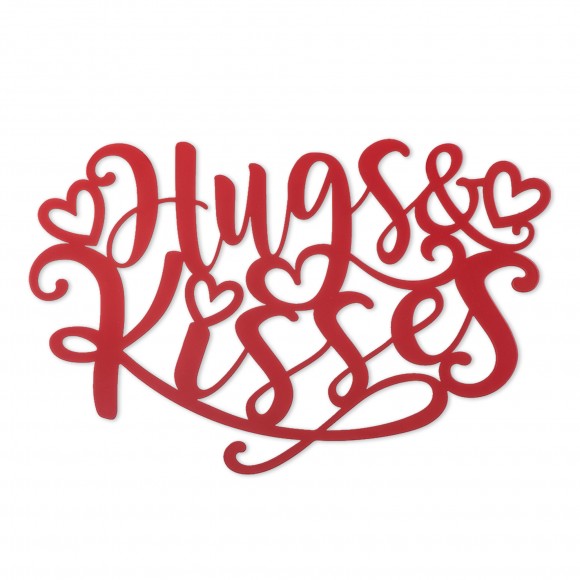 glitzhome Glitzhome 17.75"L Valentine's Metal "Hugs& Kisses" Wall Decor