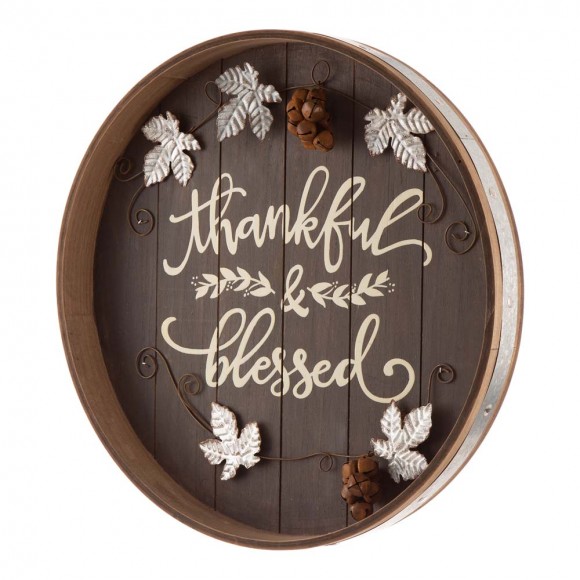 Glitzhome Glitzhome 17.83"D Fall Wooden Tray Hanging Decor