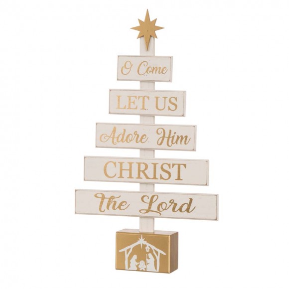 glitzhome Glitzhome 17.83"H Wooden Nativity Table Tree Decor