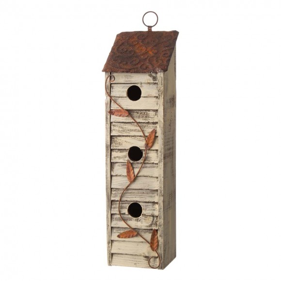 Glitzhome Glitzhome 17.95"H Tall Three-Tier Hand Painted Wood Birdhouse