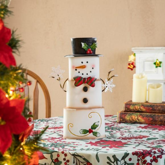 Glitzhome Glitzhome 17"H Metal Stacked Box Snowman Table Decor