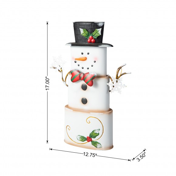 Glitzhome Glitzhome 17"H Metal Stacked Box Snowman Table Decor