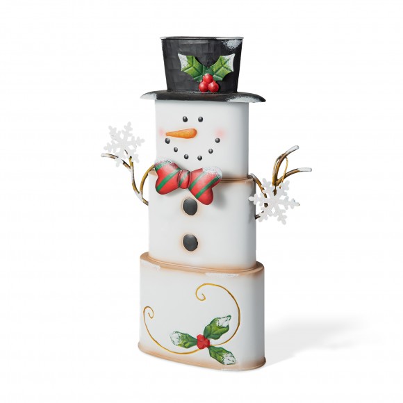 glitzhome Glitzhome 17"H Metal Stacked Box Snowman Table Decor