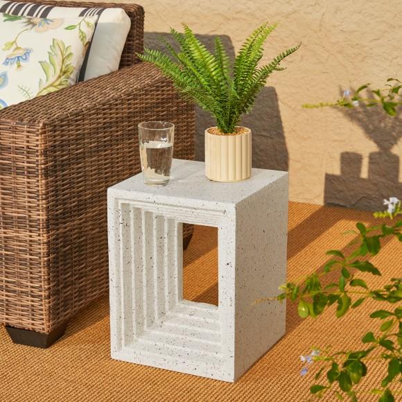 Glitzhome Glitzhome 17"H Multi-functional MGO Faux Terrazzo Square Garden Stool Or Plant Stand Or Accent Table