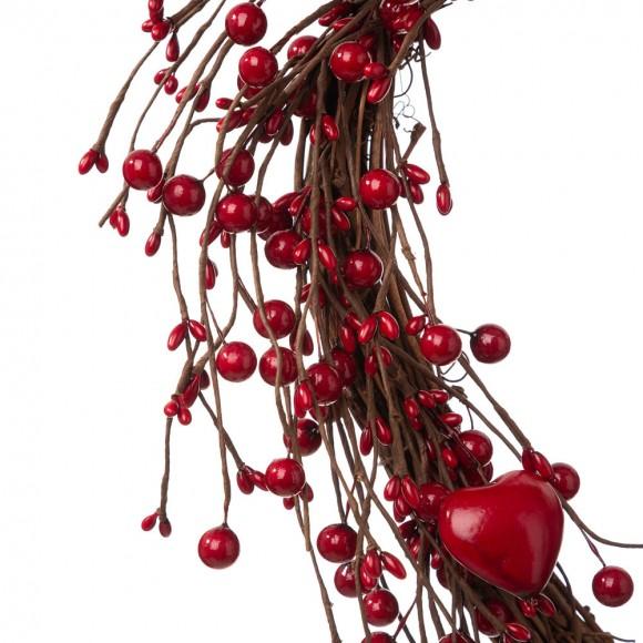 Glitzhome Glitzhome 17"H Valentine's Berry Heart Wreath