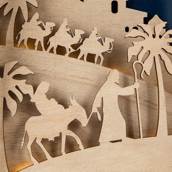 Glitzhome Glitzhome 17"L Lighted Wooden Christmas Nativity Advent Calendar Decor