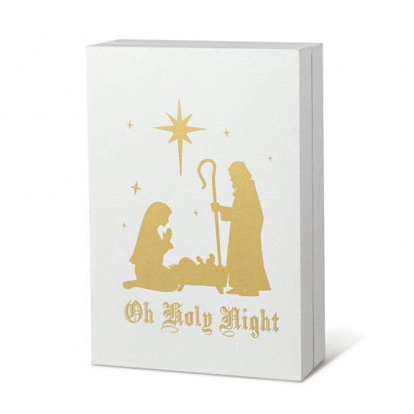glitzhome Glitzhome 17"L Lighted Wooden Christmas Nativity Advent Calendar Decor
