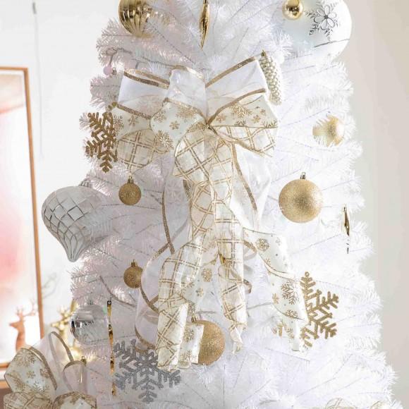 Glitzhome Glitzhome 178ct Christmas Elegant Silver & Gold Shatterproof Ornaments With Matched Pinecone Picks And Ribbon Bow Sets