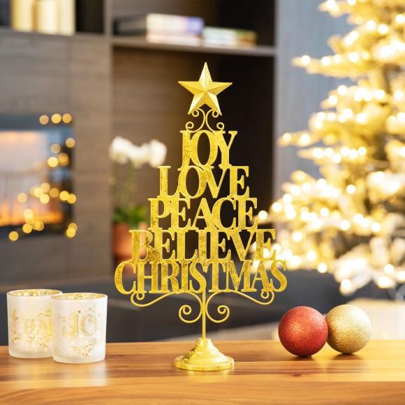 Glitzhome Glitzhome 18.25"H Metal Gold Foil Christmas Table Tree