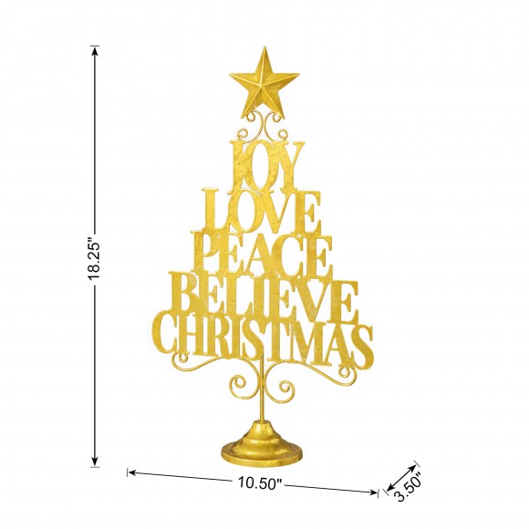 Glitzhome Glitzhome 18.25"H Metal Gold Foil Christmas Table Tree