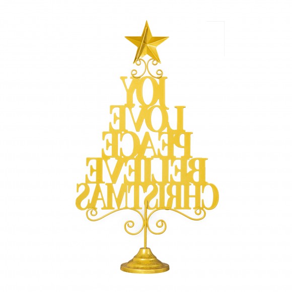 Glitzhome Glitzhome 18.25"H Metal Gold Foil Christmas Table Tree