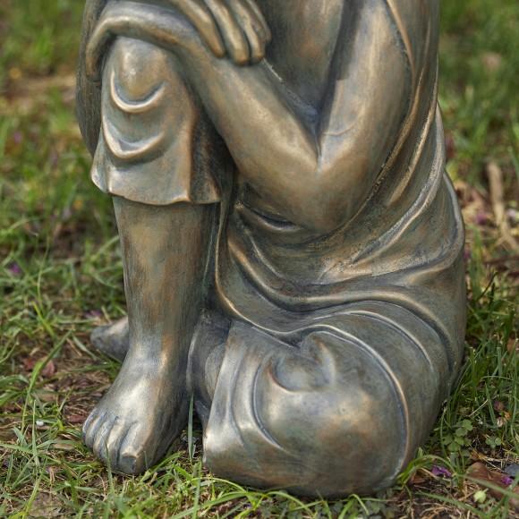 Glitzhome Glitzhome 18.25"H MGO Faux Bronze Resting Buddha Garden Statue