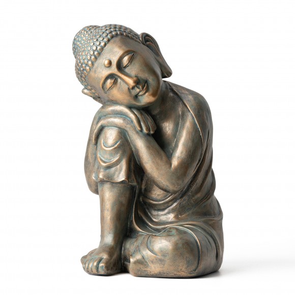 glitzhome Glitzhome 18.25"H MGO Faux Bronze Resting Buddha Garden statue glitzhome Glitzhome 18.25"H MGO Faux Bronze Resting Buddha Garden statue