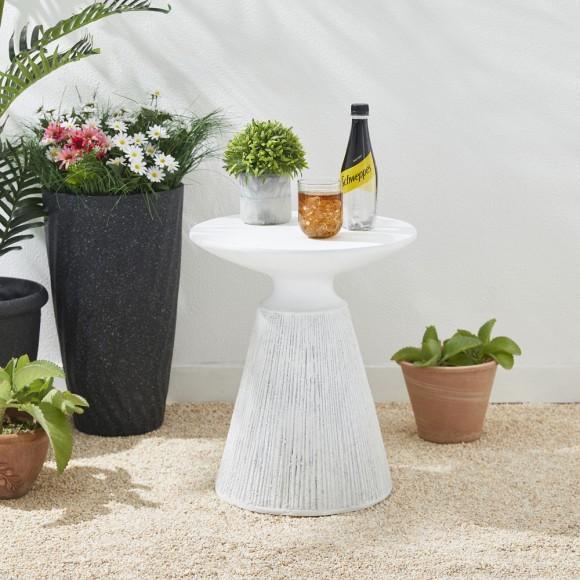 Glitzhome Glitzhome 18.25"H Multi-functional MgO Pedestal Garden Stool Or Planter Stand Or Accent Table