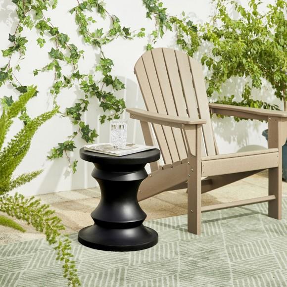 Glitzhome Glitzhome 18.25" MgO Black Chess Garden Stool Or Planter Stand Or Accent Table