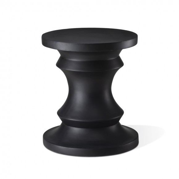 glitzhome Glitzhome 18.25" MgO Black Chess Garden Stool or Planter Stand or Accent Table
