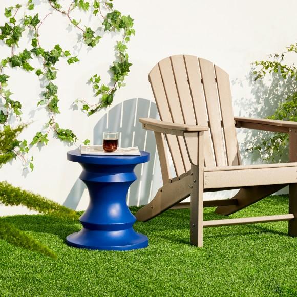 Glitzhome Glitzhome 18.25"Multi-functional MGO Cobalt Blue Chess Garden Stool Or Planter Stand Or Accent Table