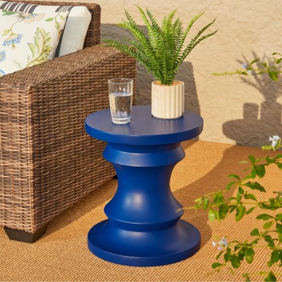 Glitzhome Glitzhome 18.25"Multi-functional MGO Cobalt Blue Chess Garden Stool Or Planter Stand Or Accent Table