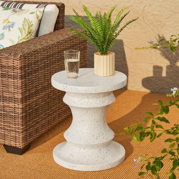 Glitzhome Glitzhome 18.25" Multi-functional MGO Faux Terrazzo Chess Garden Stool Or Planter Stand Or Accent Table