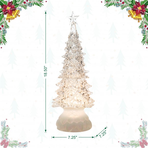Glitzhome Glitzhome 18.5"H Christmas Lighted Acrylic Rotating Table Tree