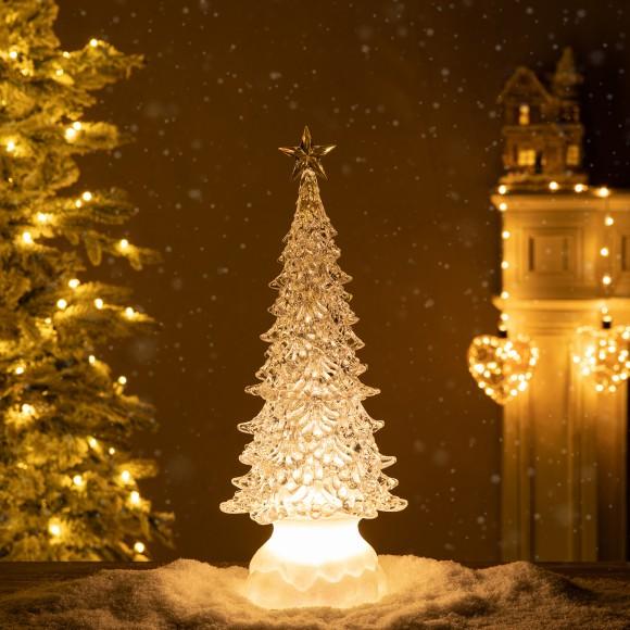 Glitzhome Glitzhome 18.5"H Christmas Lighted Acrylic Rotating Table Tree