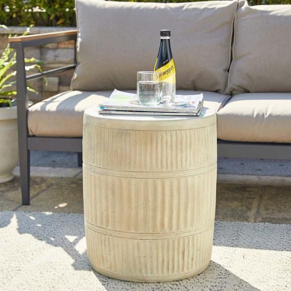 Glitzhome Glitzhome 18.5"H MGO Cream White Grooved Textured Garden Stool Or Planter Stand Or Accent Table (Multi-functional)