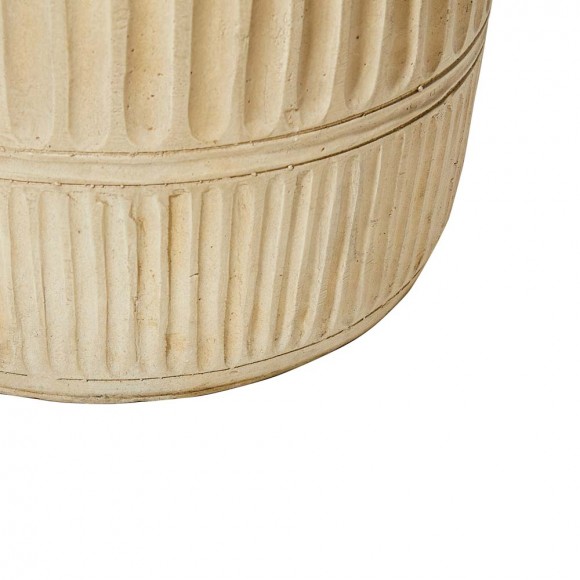 Glitzhome Glitzhome 18.5"H MGO Cream White Grooved Textured Garden Stool Or Planter Stand Or Accent Table (Multi-functional)