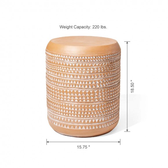 Glitzhome Glitzhome 18.5"H MGO Embossed Texture Terracotta Garden Stool Or Planter Stand Or Accent Table (Multi-functional)