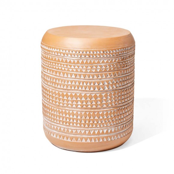 glitzhome Glitzhome 18.5"H MGO Embossed Texture Terracotta Garden Stool or Planter Stand or Accent Table (Multi-functional)