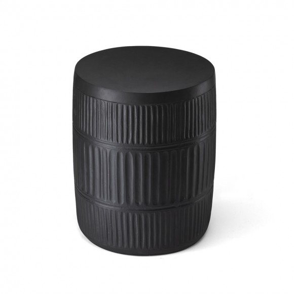 Glitzhome Glitzhome 18.5"H Multi-functional MgO Black Textured Garden Stool Or Planter Stand Or Accent Table