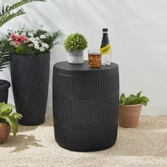 Glitzhome Glitzhome 18.5"H Multi-functional MgO Black Textured Garden Stool Or Planter Stand Or Accent Table