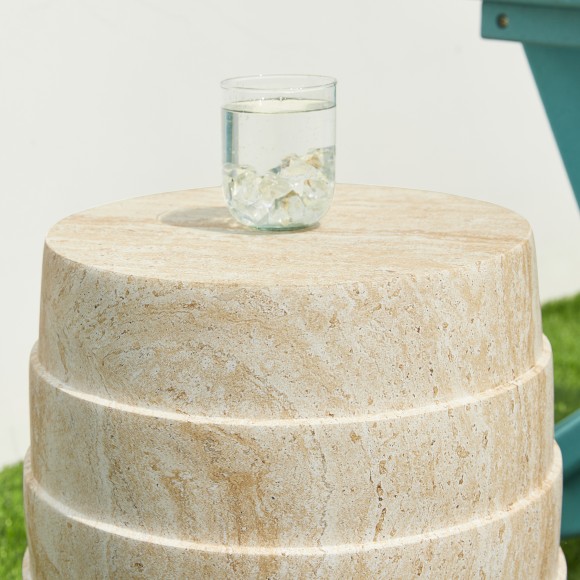 Glitzhome Glitzhome 18.5"H Multi-functional MGO Faux Travertine Garden Stool Or Planter Stand Or Accent Table