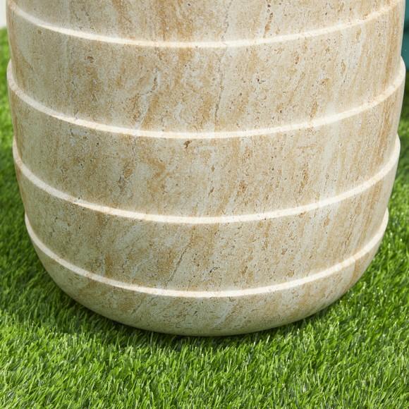 Glitzhome Glitzhome 18.5"H Multi-functional MGO Faux Travertine Garden Stool Or Planter Stand Or Accent Table