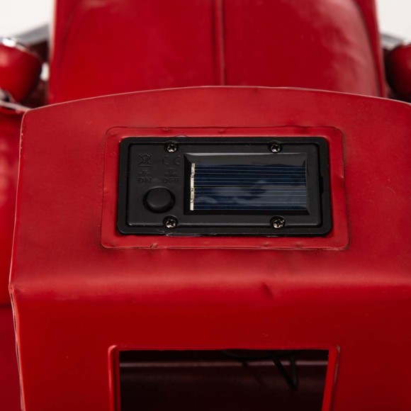 Glitzhome Glitzhome 18.50"L Solar Powered Red Metal Truck Planter Stand