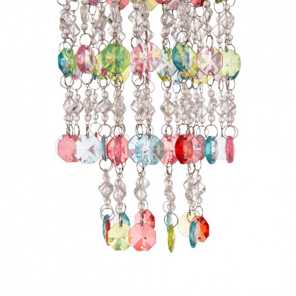 Glitzhome Glitzhome 18.75"H Solar Lighted Hanging Décor With Multicolored Acrylic Jewel Beads