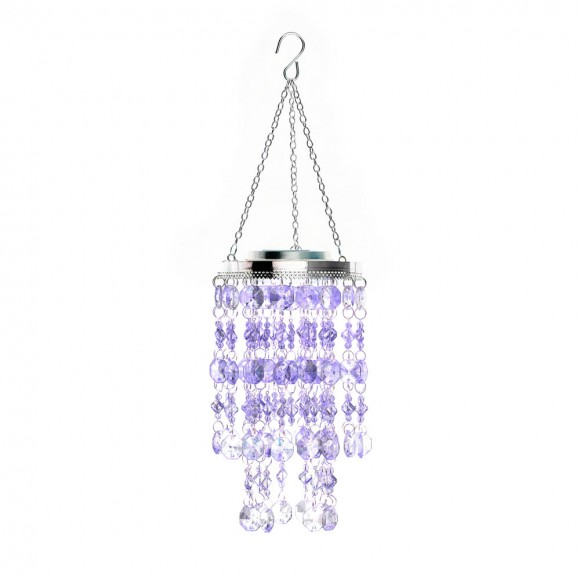 Glitzhome Glitzhome 18.75"H Solar Lighted Transparent Acrylic Jewel Beaded Wind Chime Or Chandelier Hanging Décor