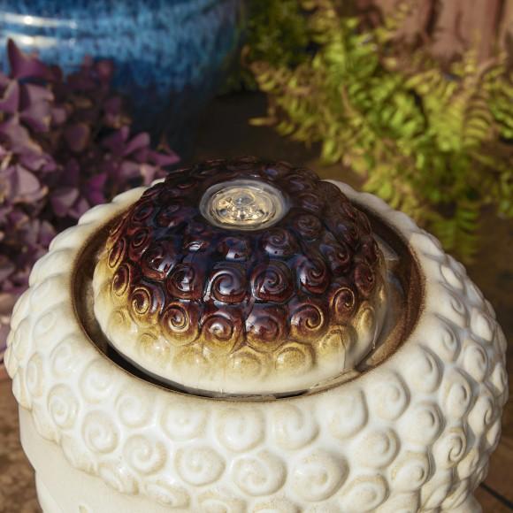 Glitzhome Glitzhome 18.75"H Zen-Style Buddha Head Sand Beige Textured Glaze Ceramic Outdoor Tabletop Or Floor Fountain With Pump(KD)