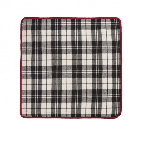 glitzhome Glitzhome 18"D Black & White Plaid Fabric Pillow Cover