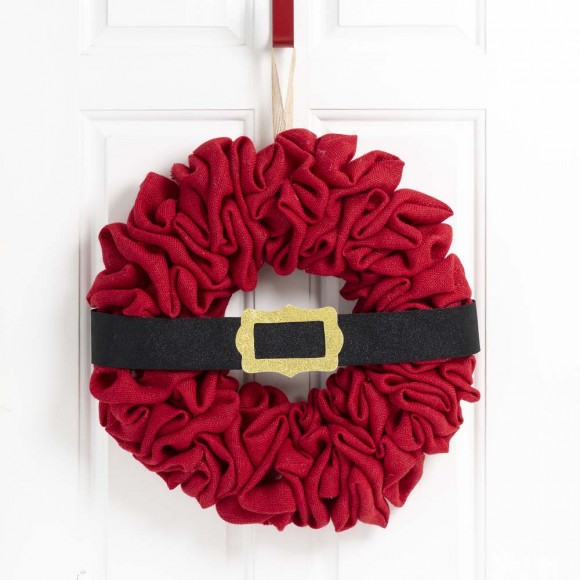 Glitzhome Glitzhome 18"D Christmas Red With Belt Fabric Wreath