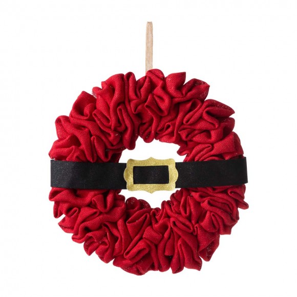 glitzhome Glitzhome 18"D Christmas Red With Belt Fabric Wreath