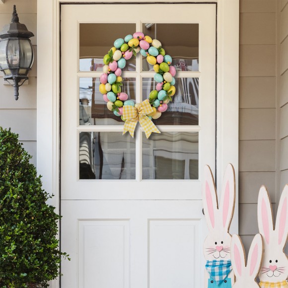 Glitzhome Glitzhome 18"D Easter Egg Shaped Eggs Wreath