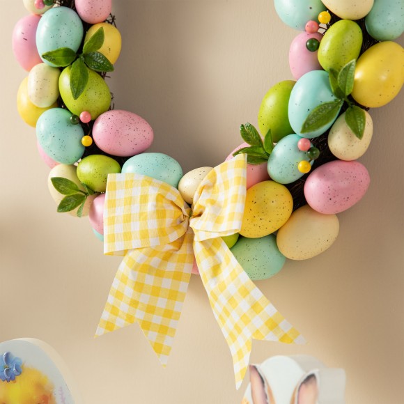 Glitzhome Glitzhome 18"D Easter Egg Shaped Eggs Wreath
