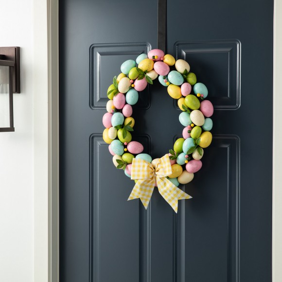 Glitzhome Glitzhome 18"D Easter Egg Shaped Eggs Wreath