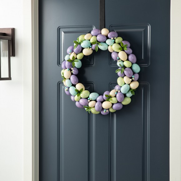 Glitzhome Glitzhome 18" D Easter Purple Hue Eggs Wreath