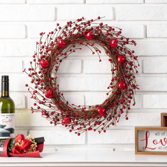 Glitzhome Glitzhome 18"D Valentine's Day Berry Wreath