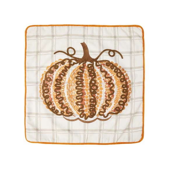 glitzhome Glitzhome 18" Fall Embroidered Pumpkin Pillow Cover